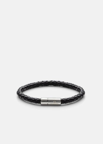 Leather Bracelet | 6mm | Silver | Black - STOCKHOLM 