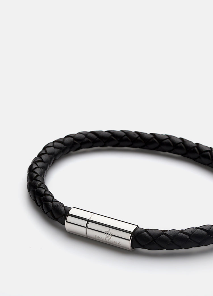 Leather Bracelet | 6mm | Silver | Black - STOCKHOLM 