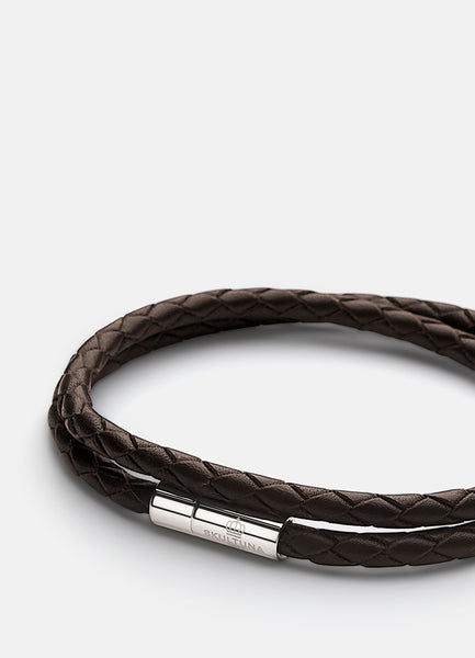 Leather Bracelet | 4mm | Silver | Dark Brown - STOCKHOLM 