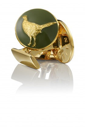 Cufflinks | The Hunter | Gold & Green | The Pheasant - STOCKHOLM 