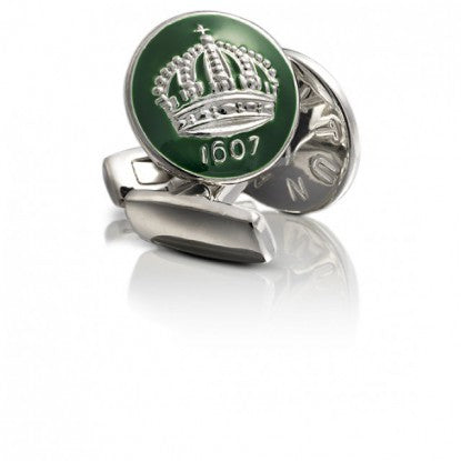 Cufflinks | Skultuna Crown | Silver Plated | British Racing Green - STOCKHOLM 