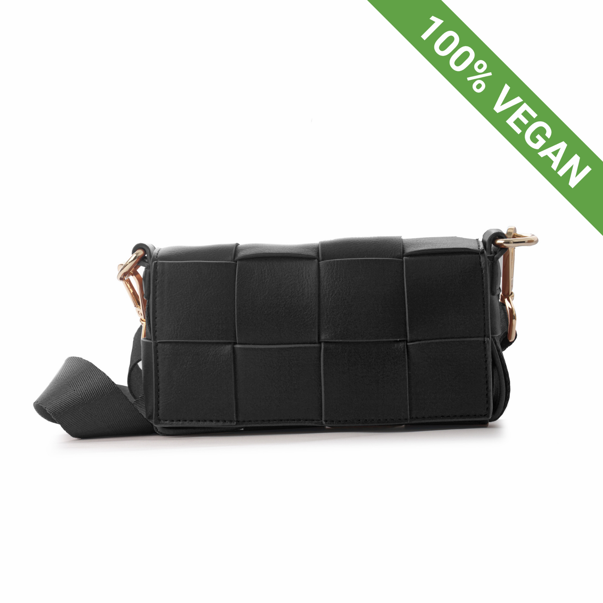 Black 6-in-1 Braided Vegan Leather Waist and Shoulder Bag – Convertible Crossbody Bag for Everyday Use

