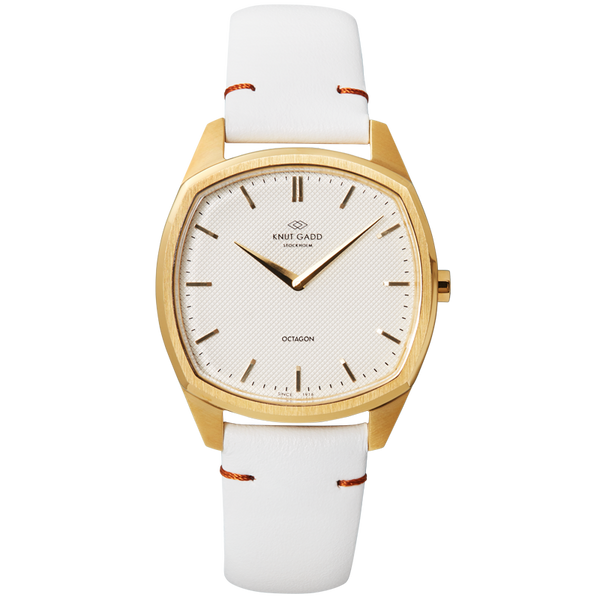 Octagon | Gold | White | White Leather - STOCKHOLM 