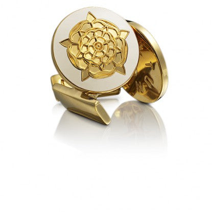Cufflinks | Tudor Rose | Gold | White - STOCKHOLM 