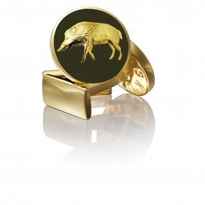 Cufflinks | The Hunter | Gold & Green | The Wild Boar - STOCKHOLM 