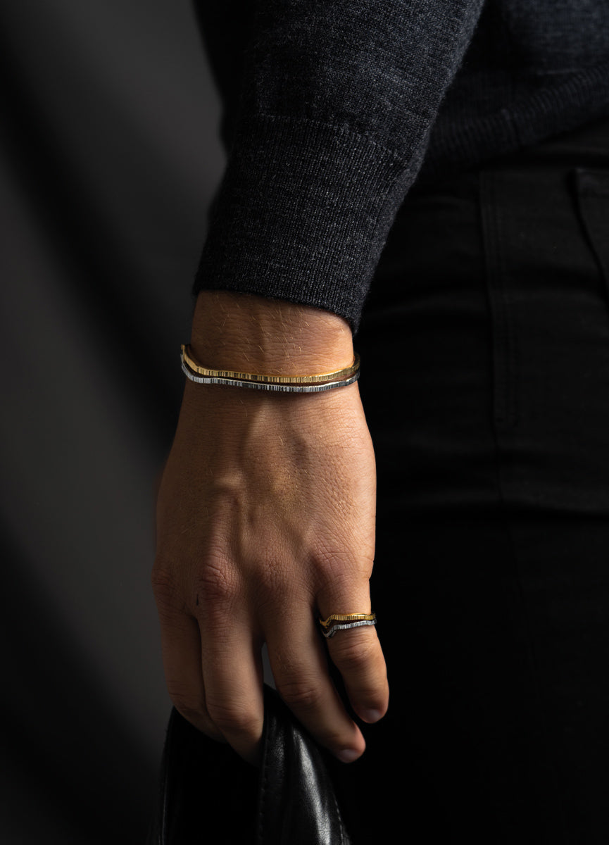 Bangle | Chêne  | Raw Cuff   | Polished Steel - STOCKHOLM 