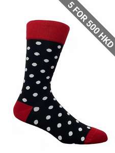 Socks | Black Red | White Dots | Cotton