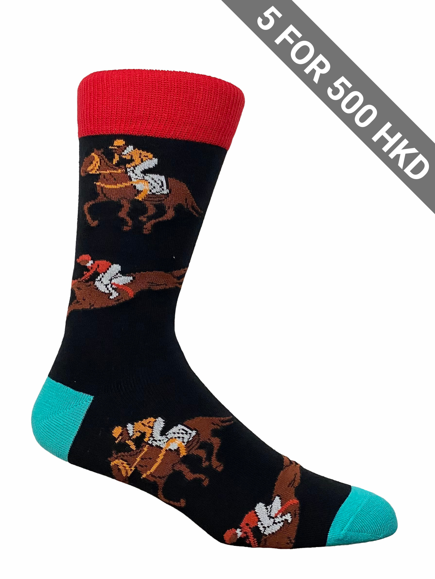 Socks | Black | Horse Race | Cotton