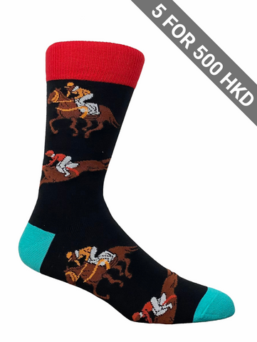 Socks | Black | Horse Race | Cotton