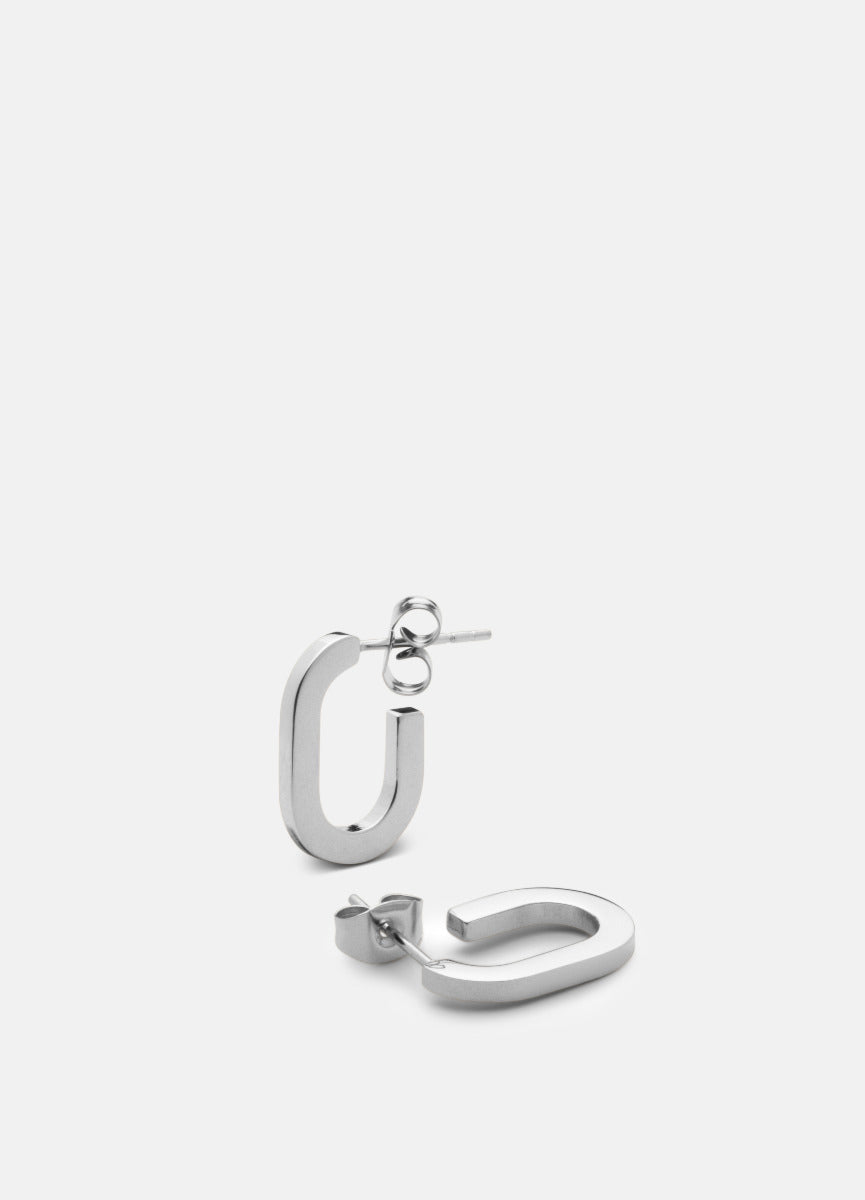 Silver plated Glam Petite earrings with a polished finish, perfect for a subtle yet chic everyday accessory.