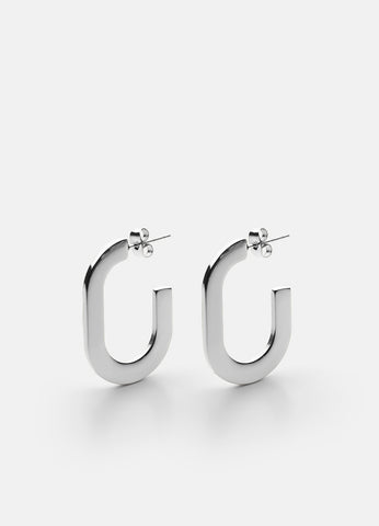 Silver plated Glam earrings featuring a modern, elegant design with a polished finish for a timeless, glamorous look.