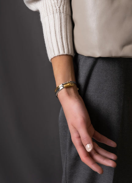 Bangle | Thick Icon Cuff Two Tone | Silver & Gold Plated