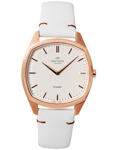 Octagon | Rose Gold | White | White Leather