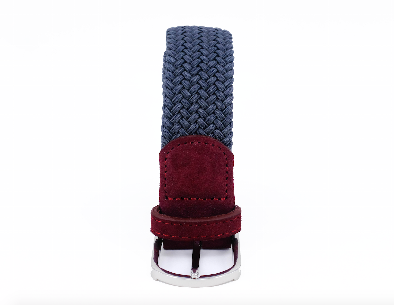 Braided Belt | Grey | Burgundy Suede | Steel - STOCKHOLM 