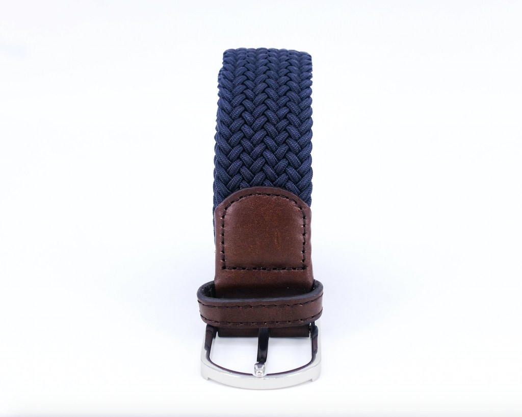 Braided Belt | Navy | Brown Leather | Steel – STOCKHOLM