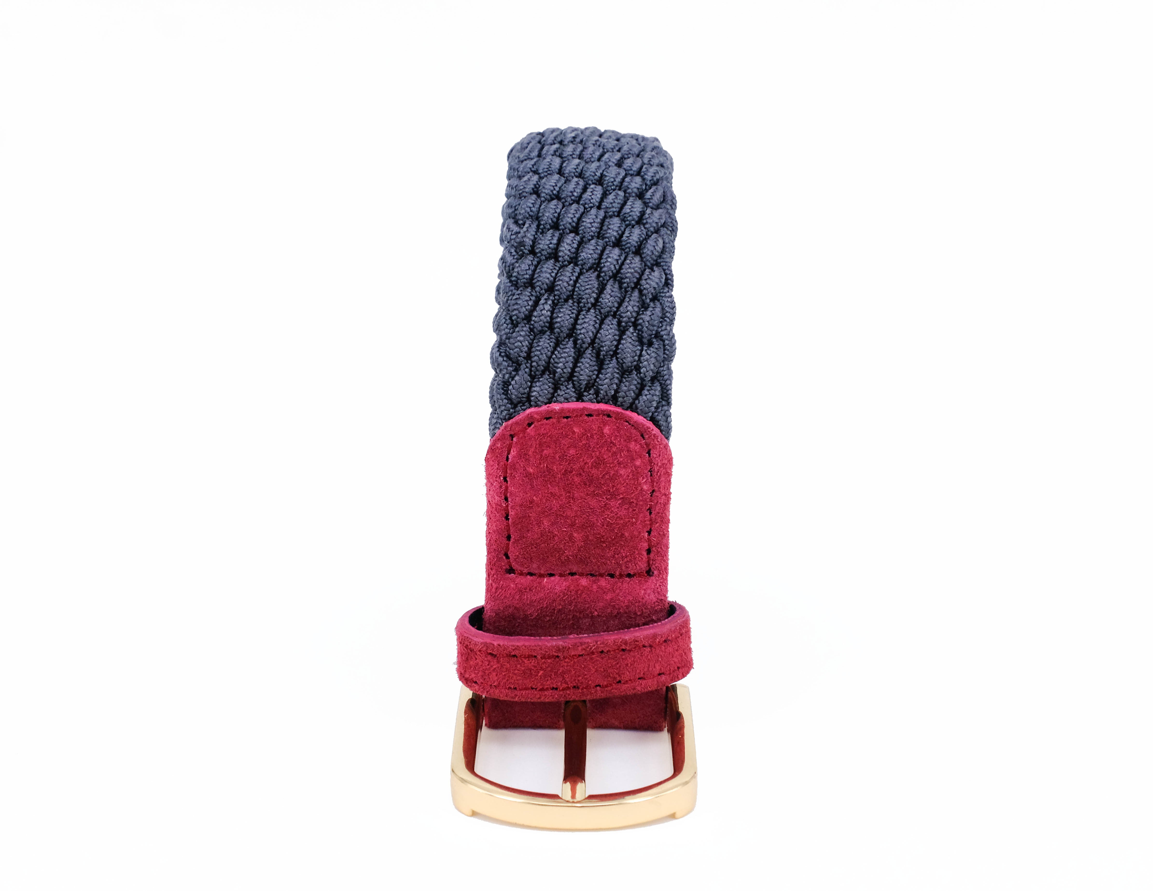 Slim Braided Belt | Grey | Pink Suede | Gold - STOCKHOLM 