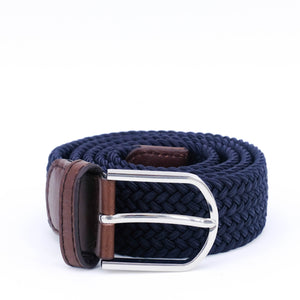Braided Belt | Navy | Brown Leather | Steel - STOCKHOLM 