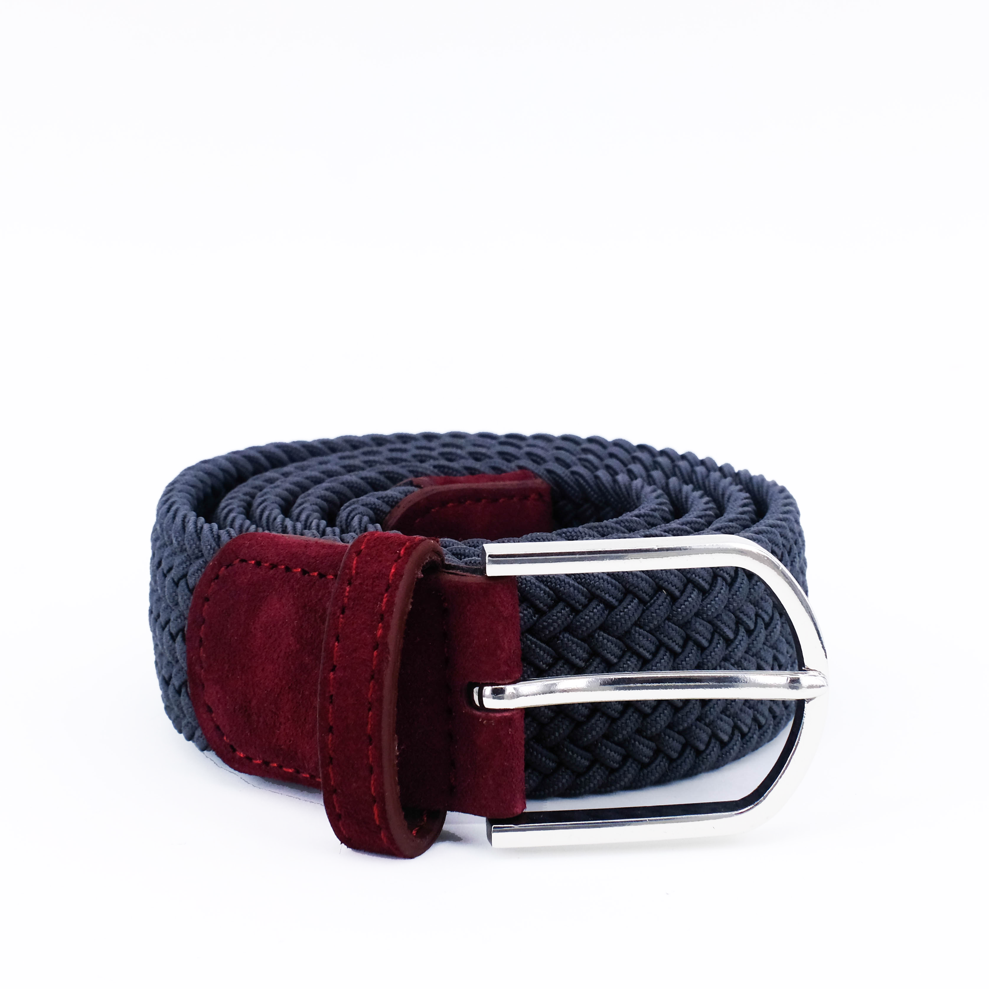 Braided Belt | Grey | Burgundy Suede | Steel - STOCKHOLM 
