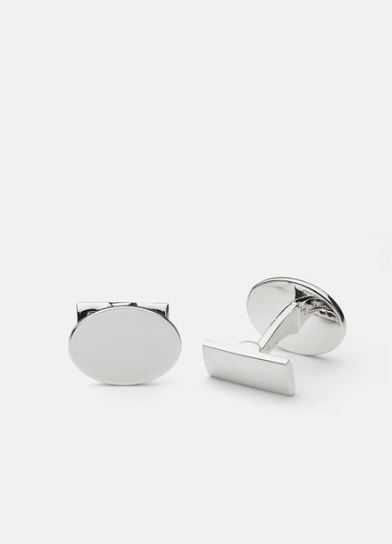 Cufflinks | Black Tie Collection | Silver Oval - STOCKHOLM 