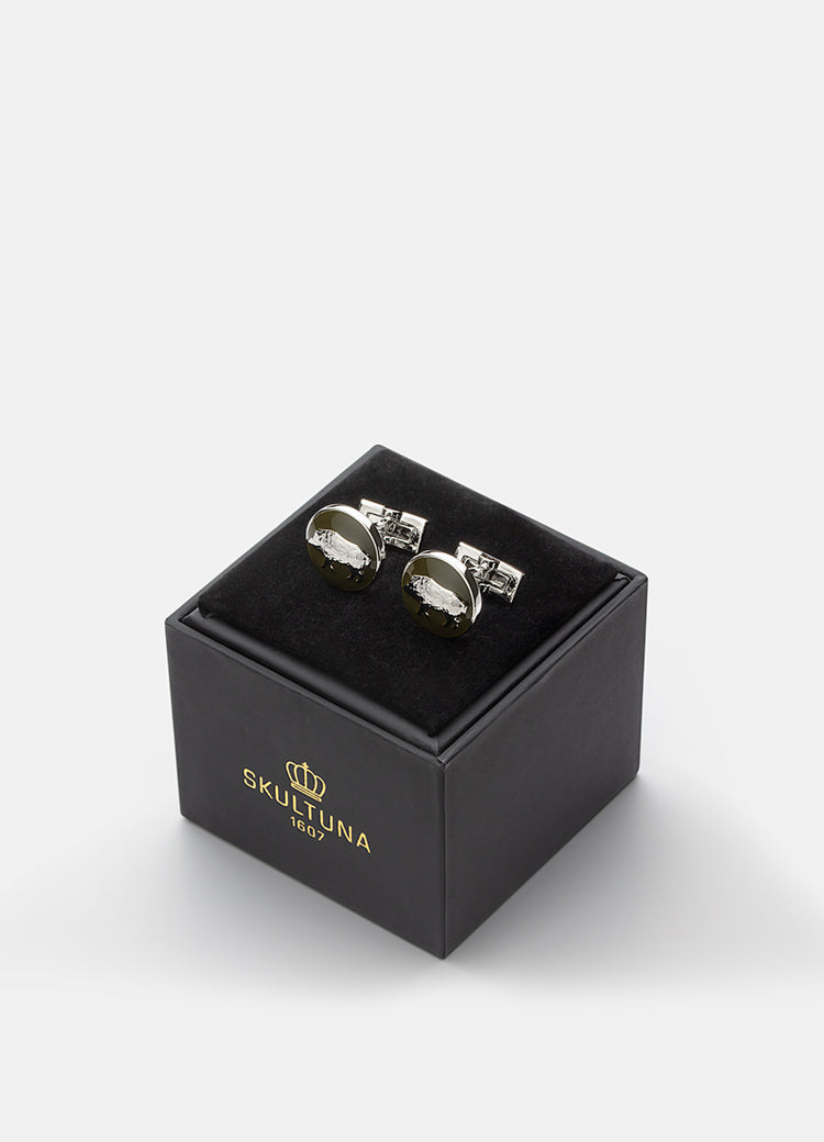 Cufflinks | The Hunter | Silver & Green | The Wild Boar - STOCKHOLM 