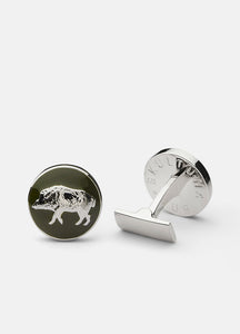 Cufflinks | The Hunter | Silver & Green | The Wild Boar - STOCKHOLM 