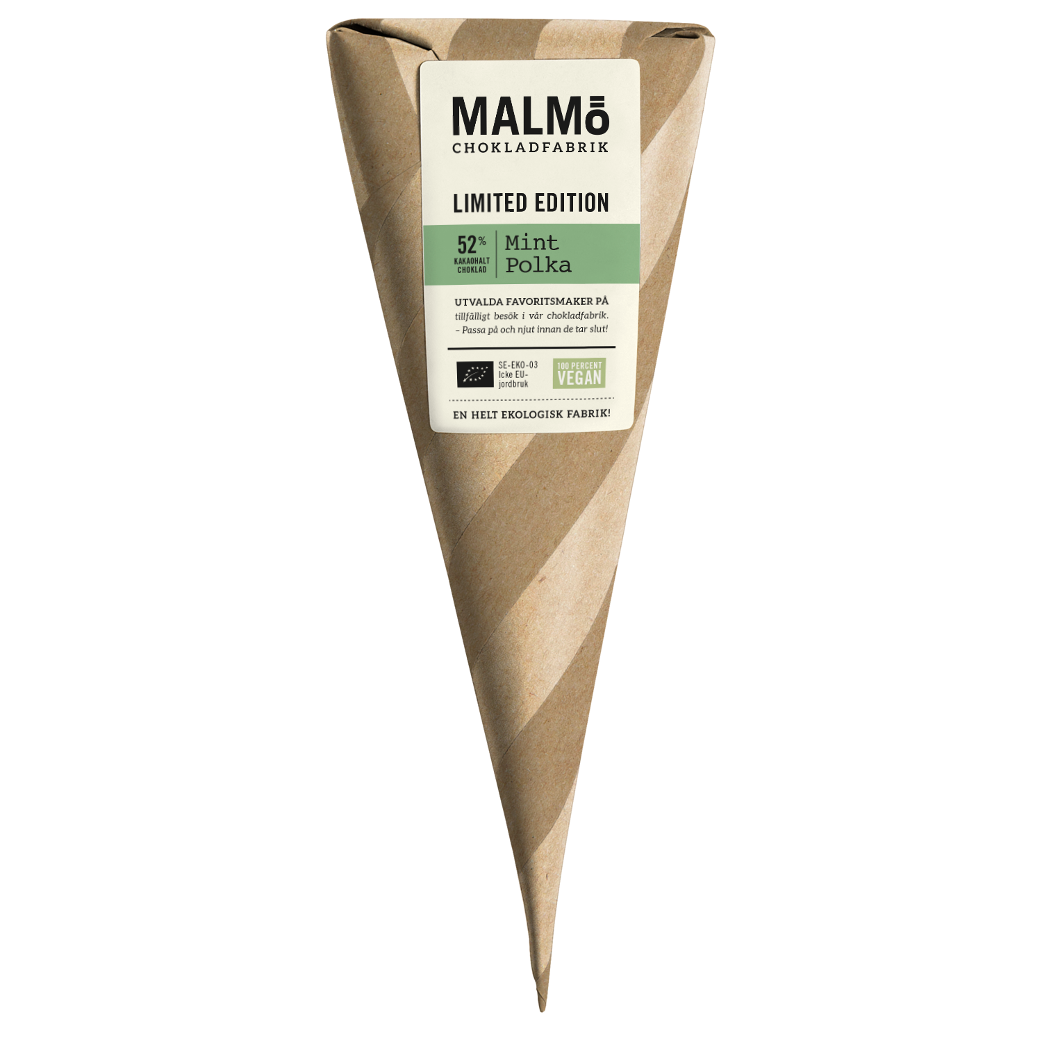 Organic Fairtrade Chocolate Cone | Mint & Polka | 52% Dark | Vegan