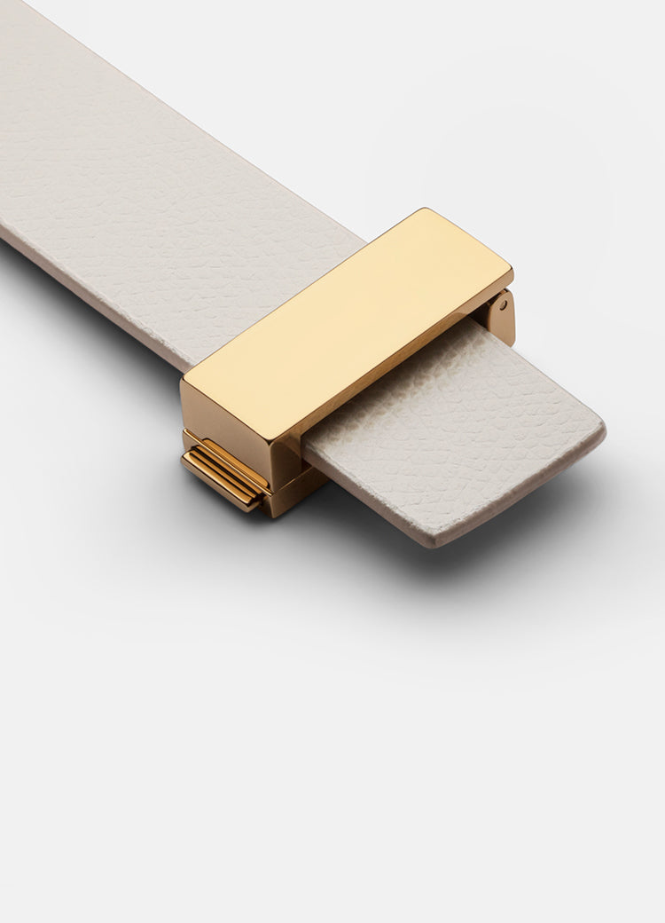 Leather Bracelet | Clasp | Thin Gold | White - STOCKHOLM 
