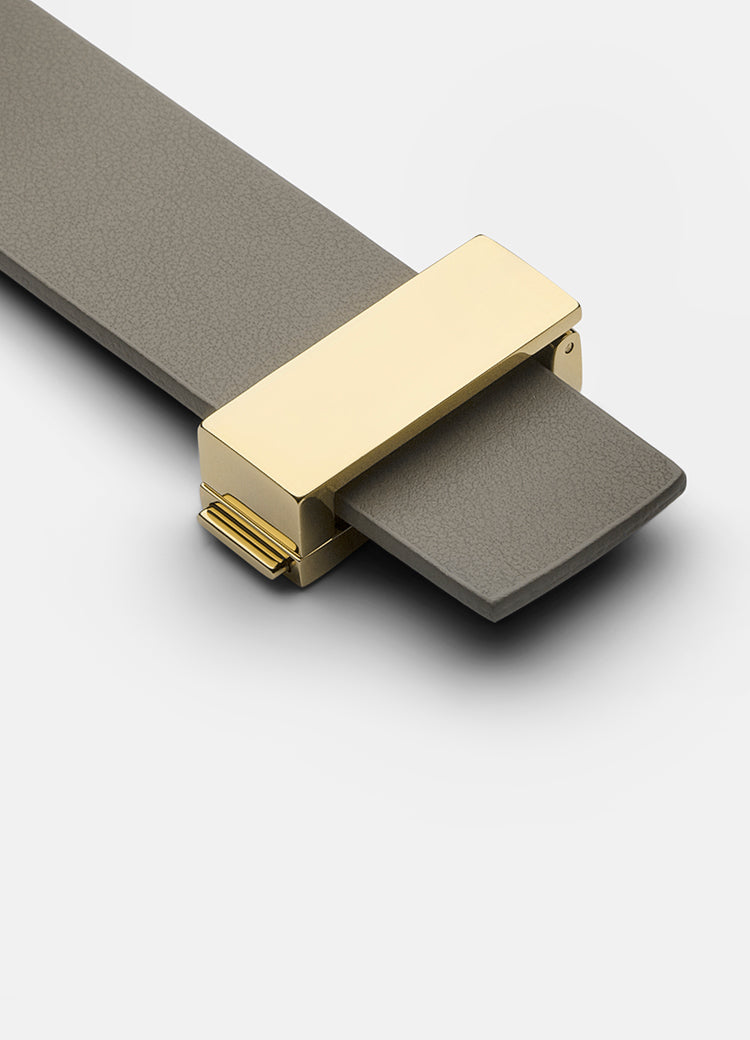 Leather Bracelet | Clasp | Thin Gold | Grey - STOCKHOLM 