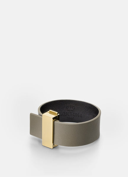 Leather Bracelet | Clasp | Thin Gold | Grey - STOCKHOLM 