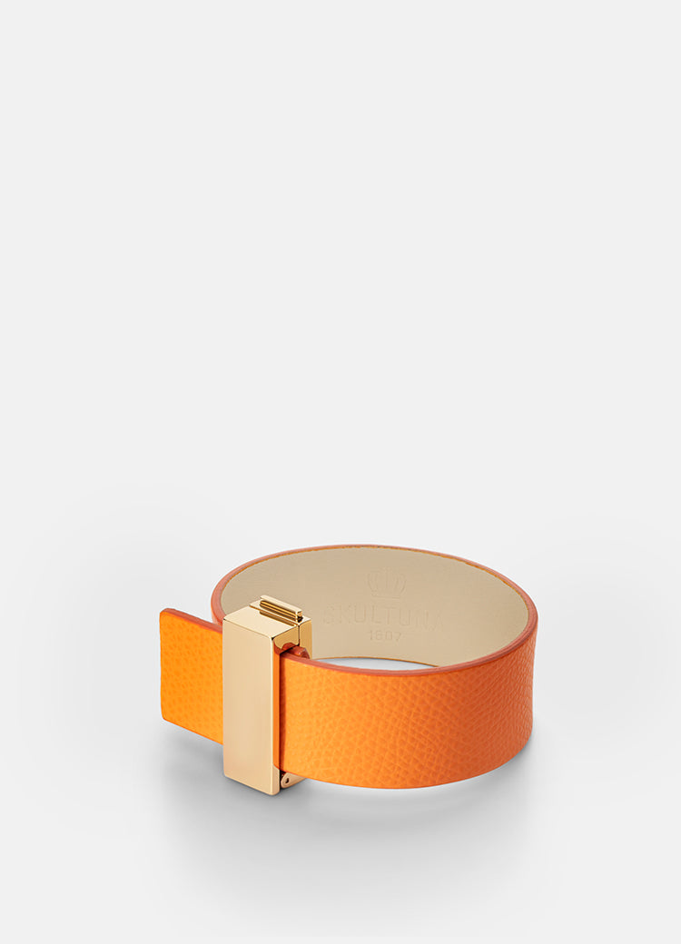 Leather Bracelet | Clasp | Thin Gold | Orange - STOCKHOLM 