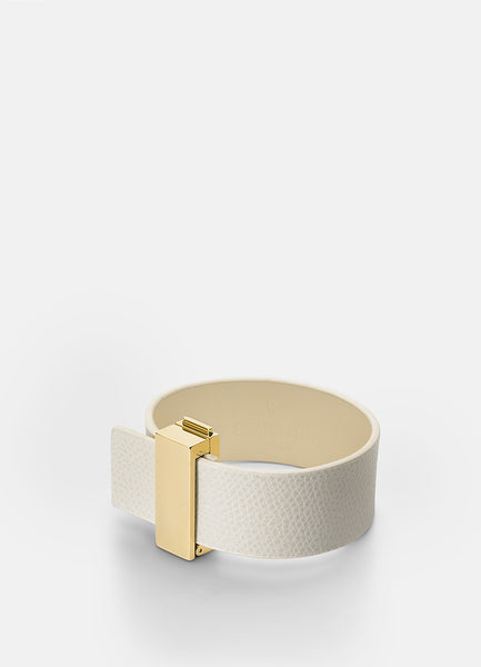 Leather Bracelet | Clasp | Thin Gold | White - STOCKHOLM 