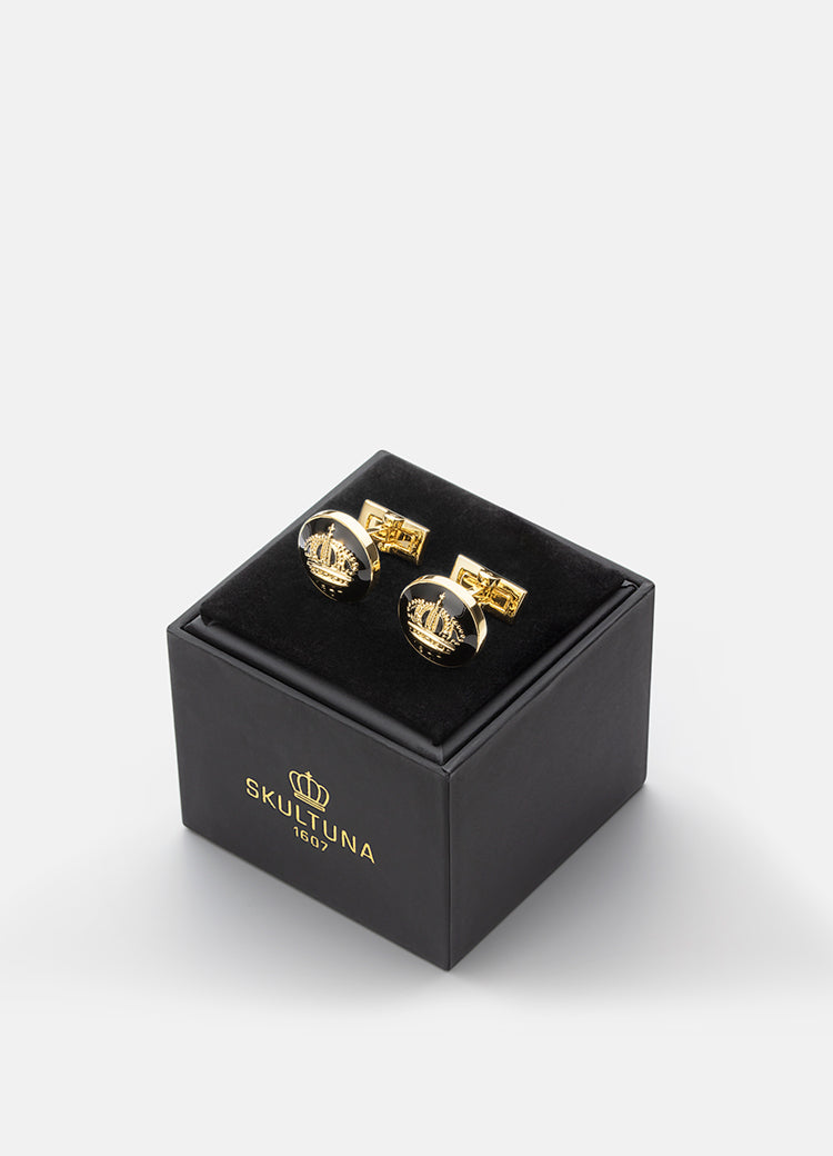 Cufflinks | The Skultuna Crown Gold | Baroque Black - STOCKHOLM 