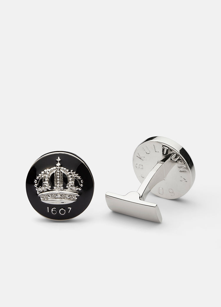 Cufflinks | Skultuna Crown | Silver Plated | Baroque Black - STOCKHOLM 