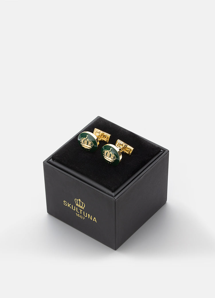 Cufflinks | The Skultuna Crown Gold | British Racing Green - STOCKHOLM 