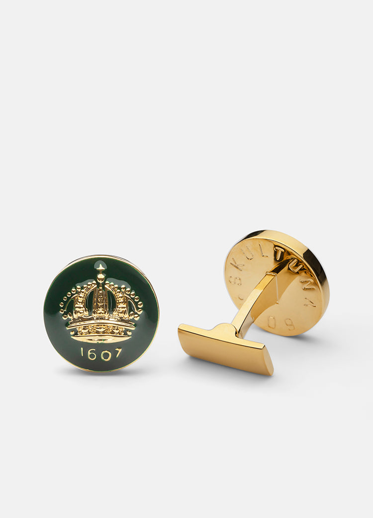 Cufflinks | The Skultuna Crown Gold | British Racing Green - STOCKHOLM 