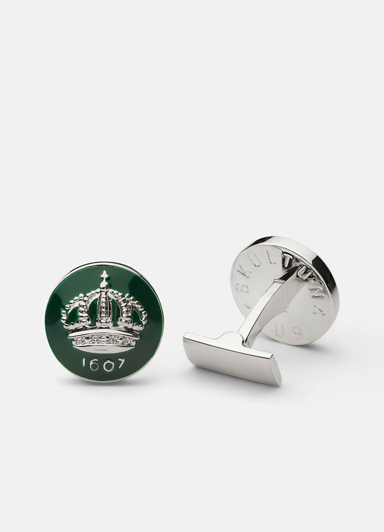 Cufflinks | Skultuna Crown | Silver Plated | British Racing Green - STOCKHOLM 