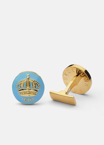 Cufflinks | The Skultuna Crown Gold | Gustavian Light Blue - STOCKHOLM 