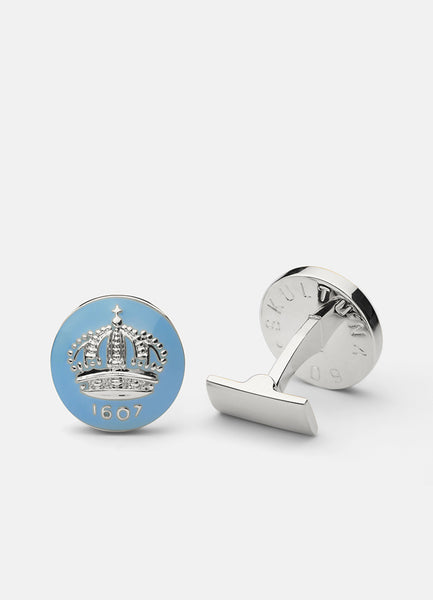 Cufflinks | Skultuna Crown | Silver Plated | Gustavian Light Blue - STOCKHOLM 