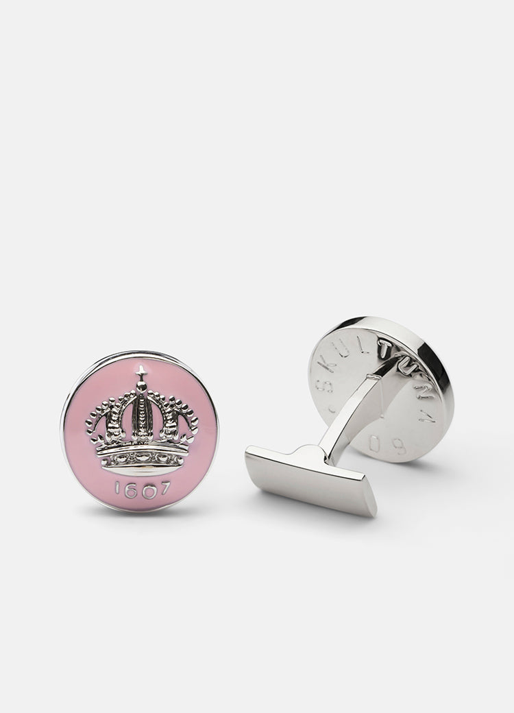 Cufflinks | Skultuna Crown | Silver Plated | Lavender Pink - STOCKHOLM 