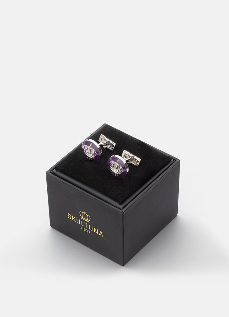 Cufflinks | Skultuna Crown | Silver Plated | Palatine Purple - STOCKHOLM 