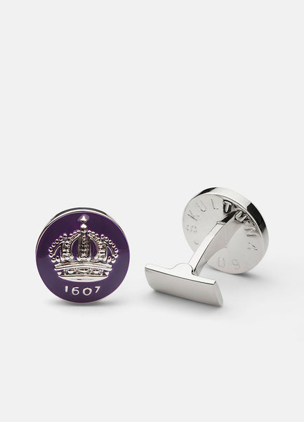 Cufflinks | Skultuna Crown | Silver Plated | Palatine Purple - STOCKHOLM 