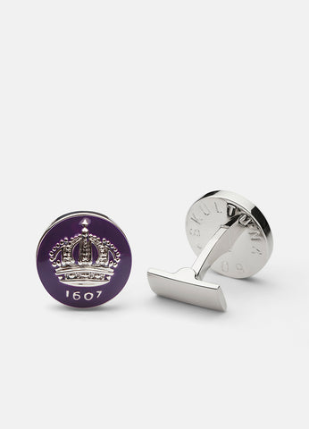 Cufflinks | Skultuna Crown | Silver Plated | Palatine Purple - STOCKHOLM 