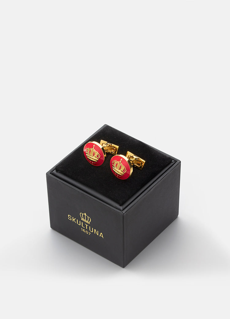 Cufflinks | The Skultuna Crown Gold | Italian Racing Red - STOCKHOLM 