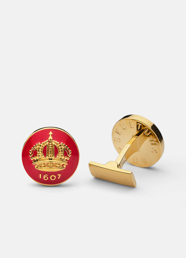 Cufflinks | The Skultuna Crown Gold | Italian Racing Red - STOCKHOLM 