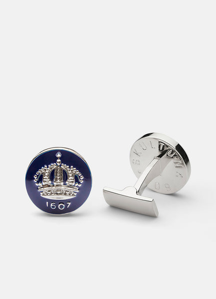 Cufflinks | Skultuna Crown | Silver Plated | Royal Blue - STOCKHOLM 
