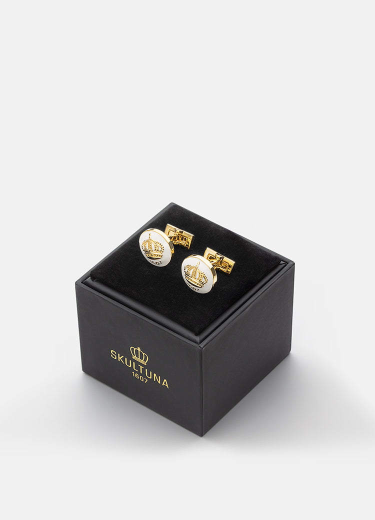 Cufflinks | The Skultuna Crown Gold | Ivory White - STOCKHOLM 