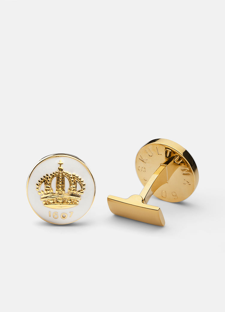 Cufflinks | The Skultuna Crown Gold | Ivory White - STOCKHOLM 