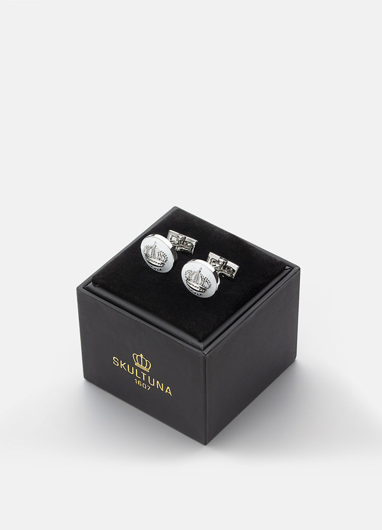 Cufflinks | Skultuna Crown | Silver Plated | Ivory White - STOCKHOLM 