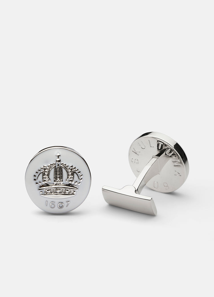 Cufflinks | Skultuna Crown | Silver Plated | Ivory White - STOCKHOLM 