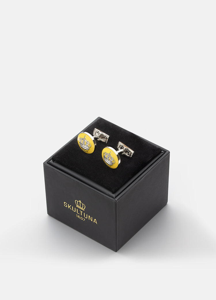 Cufflinks | Skultuna Crown | Silver Plated | Swedish Yellow - STOCKHOLM 